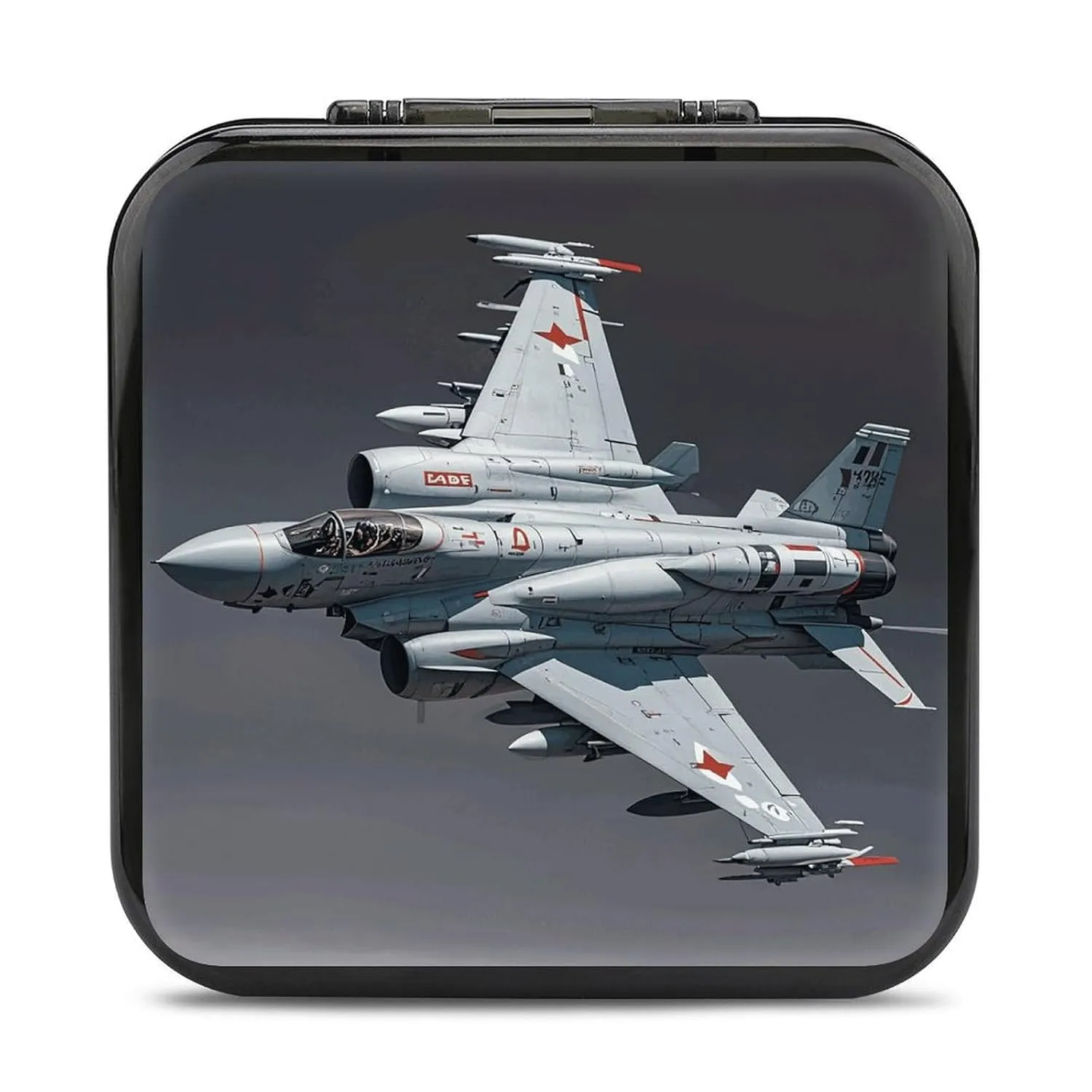 QMNBTES Jet Fighter Switch Game Case Switch Game Holder Cartridge Case Storage 24 Games & 2 Micro Sd Card Slots, Travel Carry Cases, Portable Games Card Storage, Hard Shell, Buckle Closure