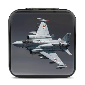 QMNBTES Jet Fighter Switch Game Case Switch Game Holder Cartridge Case Storage 24 Games & 2 Micro Sd Card Slots, Travel Carry Cases, Portable Games Card Storage, Hard Shell, Buckle Closure