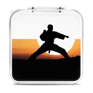 QMNBTES Karate Silhouette Switch Game Case Switch Game Holder Cartridge Case Storage 12 Games & 2 Micro Sd Card Slots, Travel Carry Cases, Portable Games Card Storage, Hard Shell, Buckle Closure