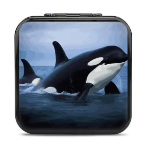 QMNBTES Killer Whale Switch Game Case Switch Game Holder Cartridge Case Storage 24 Games & 2 Micro Sd Card Slots, Travel Carry Cases, Portable Games Card Storage, Hard Shell, Buckle Closure