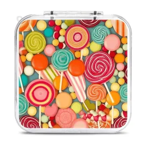 QMNBTES Lollipops Pattern Switch Game Case Switch Game Holder Cartridge Case Storage 12 Games & 2 Micro Sd Card Slots, Travel Carry Cases, Portable Games Card Storage, Hard Shell, Buckle Closure