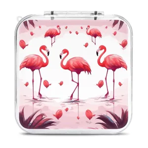 QMNBTES Lovely Flamingos Switch Game Case Switch Game Holder Cartridge Case Storage 12 Games & 2 Micro Sd Card Slots, Travel Carry Cases, Portable Games Card Storage, Hard Shell, Buckle Closure