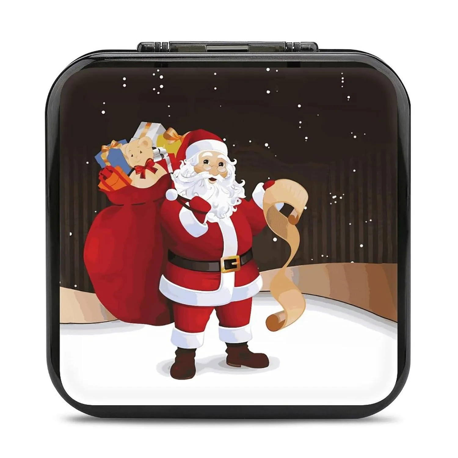 QMNBTES Merry Christmas Switch Game Case Switch Game Holder Cartridge Case Storage 24 Games & 2 Micro Sd Card Slots, Travel Carry Cases, Portable Games Card Storage, Hard Shell, Buckle Closure