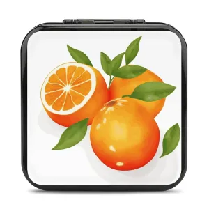 QMNBTES Orange Citrus Switch Game Case Switch Game Holder Cartridge Case Storage 24 Games & 2 Micro Sd Card Slots, Travel Carry Cases, Portable Games Card Storage, Hard Shell, Buckle Closure