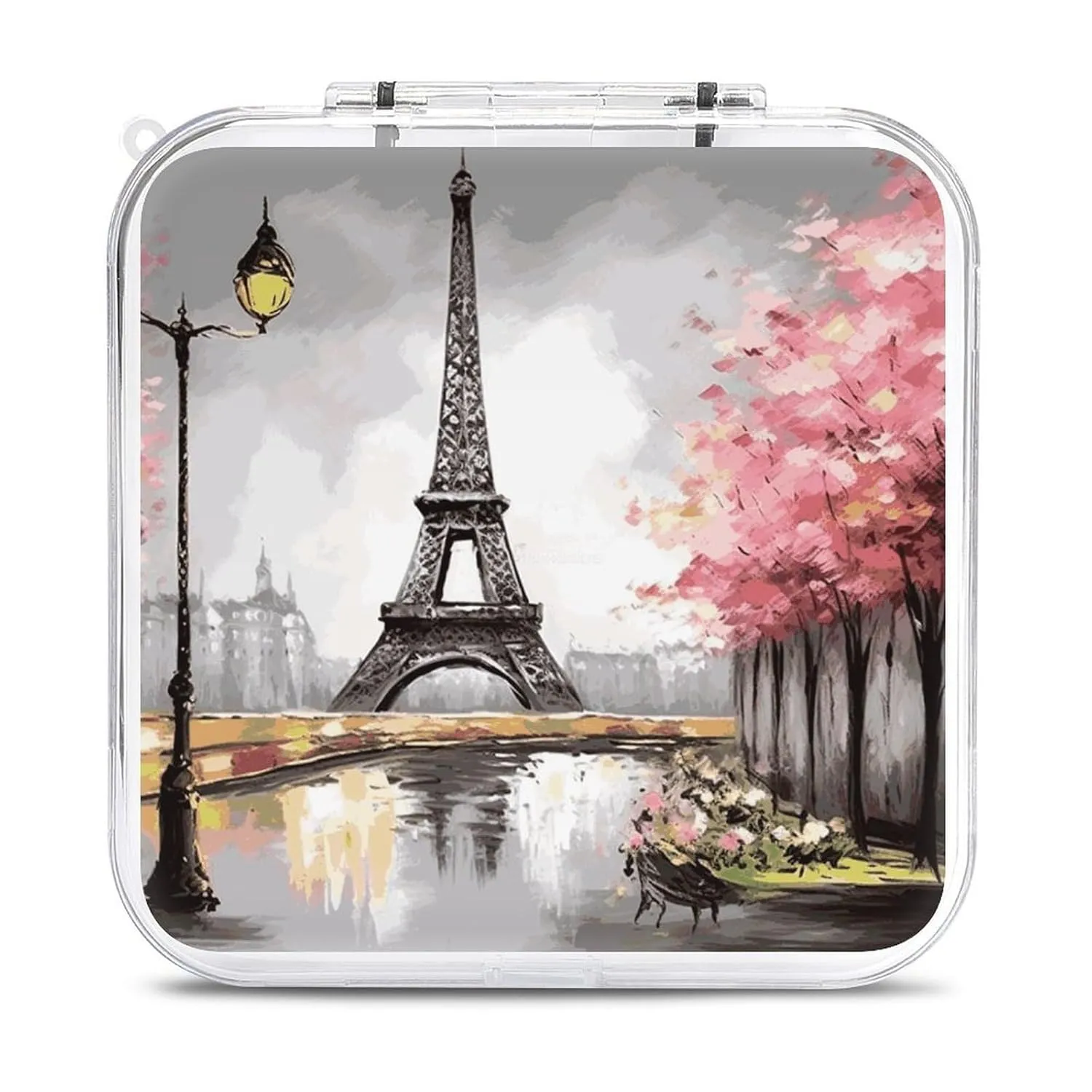QMNBTES Paris Eiffel Tower Switch Game Case Switch Game Holder Cartridge Case Storage 12 Games & 2 Micro Sd Card Slots, Travel Carry Cases, Portable Games Card Storage, Hard Shell, Buckle Closure