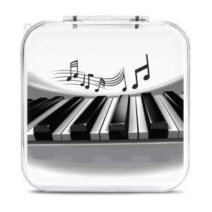 QMNBTES Piano Music Symbol Switch Game Case Switch Game Holder Cartridge Case Storage 12 Games & 2 Micro Sd Card Slots, Travel Carry Cases, Portable Games Card Storage, Hard Shell, Buckle Closure