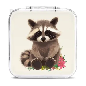 QMNBTES Raccoon Switch Game Case Switch Game Holder Cartridge Case Storage 12 Games & 2 Micro Sd Card Slots, Travel Carry Cases, Portable Games Card Storage, Hard Shell, Buckle Closure