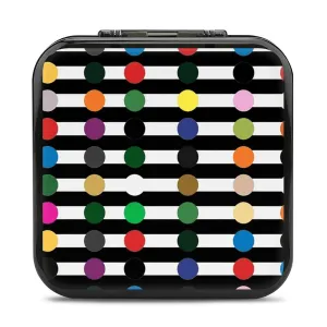 QMNBTES Rainbow Polka Dot Switch Game Case Switch Game Holder Cartridge Case Storage 24 Games & 2 Micro Sd Card Slots, Travel Carry Cases, Portable Games Card Storage, Hard Shell, Buckle Closure