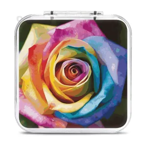 QMNBTES Rainbow Rose Flower Switch Game Case Switch Game Holder Cartridge Case Storage 12 Games & 2 Micro Sd Card Slots, Travel Carry Cases, Portable Games Card Storage, Hard Shell, Buckle Closure