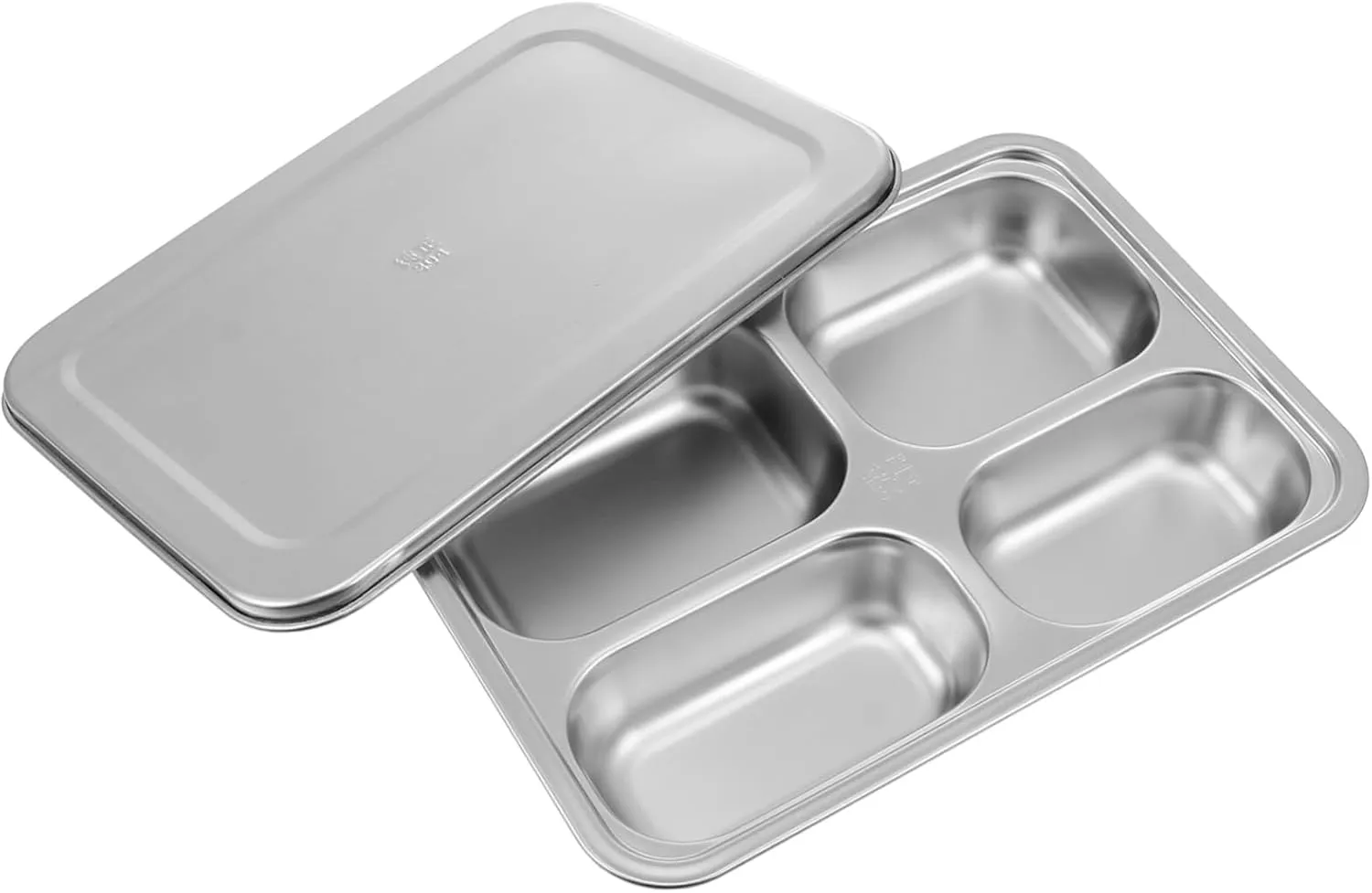 Quality Stainless Steel Food Plate 4-section Divided White Serving Tray and Easy to Clean