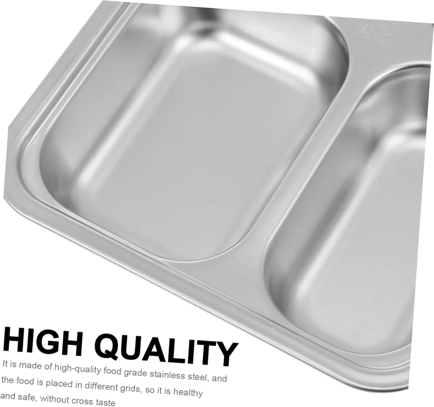Quality Stainless Steel Food Plate 4-section Divided White Serving Tray and Easy to Clean