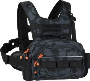 QualyQualy Fishing Chest Pack Tactical Chest Rig Fly Fishing Pack for Sports Outdoor with Compartment Adjustable Strap