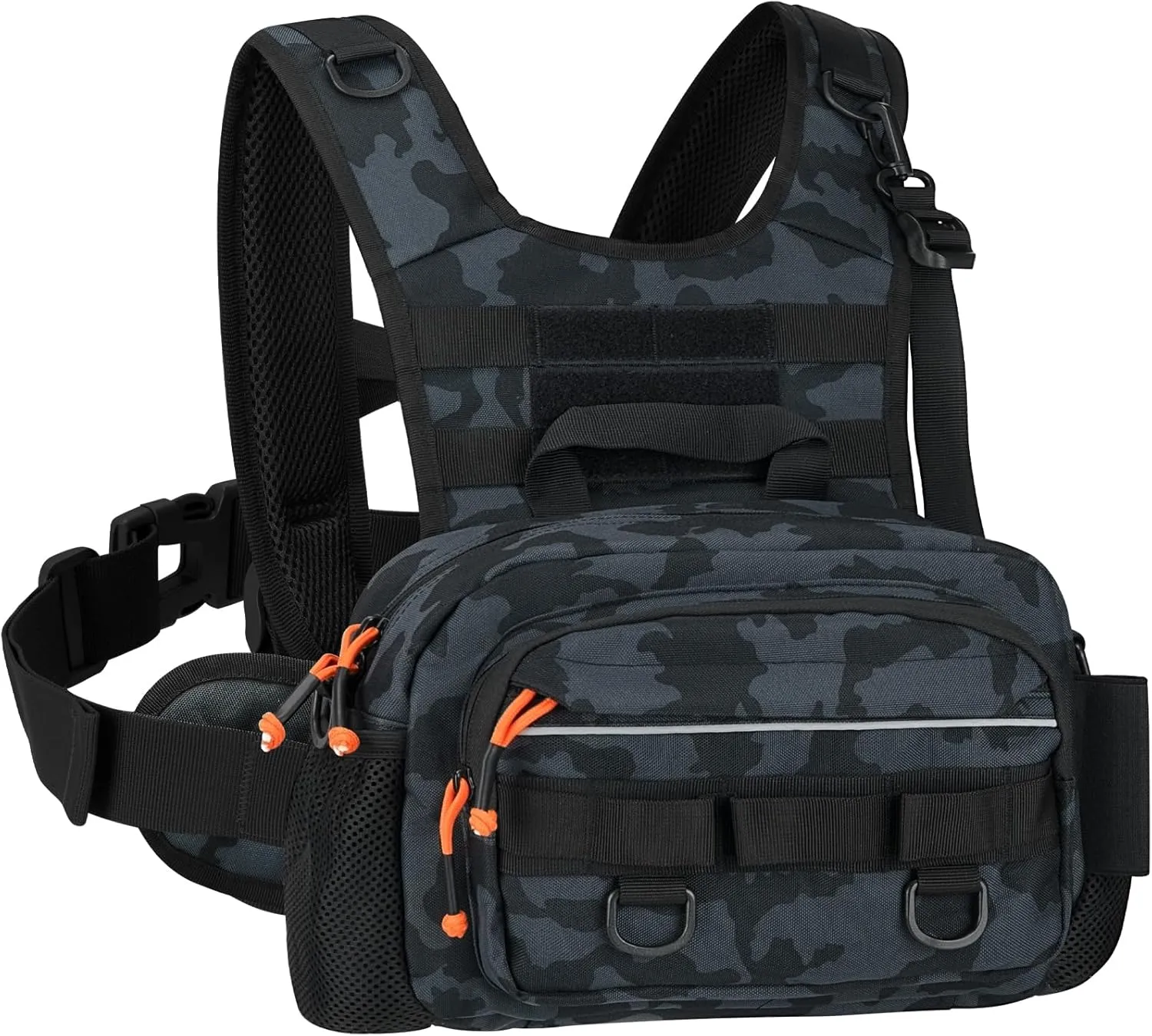 QualyQualy Fishing Chest Pack Tactical Chest Rig Fly Fishing Pack for Sports Outdoor with Compartment Adjustable Strap