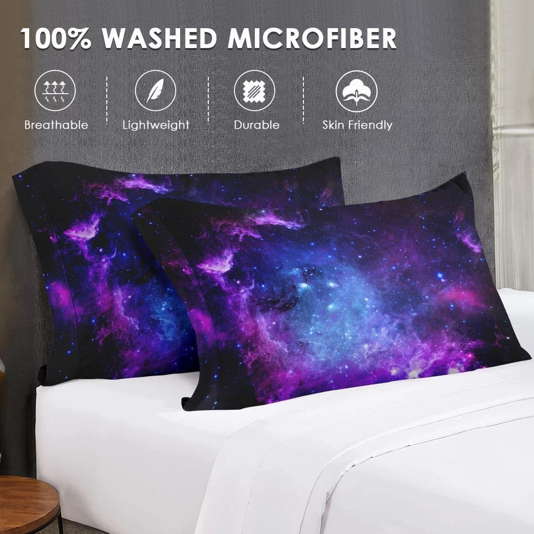 Queen Size Comforter Set with 2 Pillowcases, Purple Blue Earth Galaxy Space Soft 3 Pcs Bedding for Kids and Adults Bedroom Bed Decor
