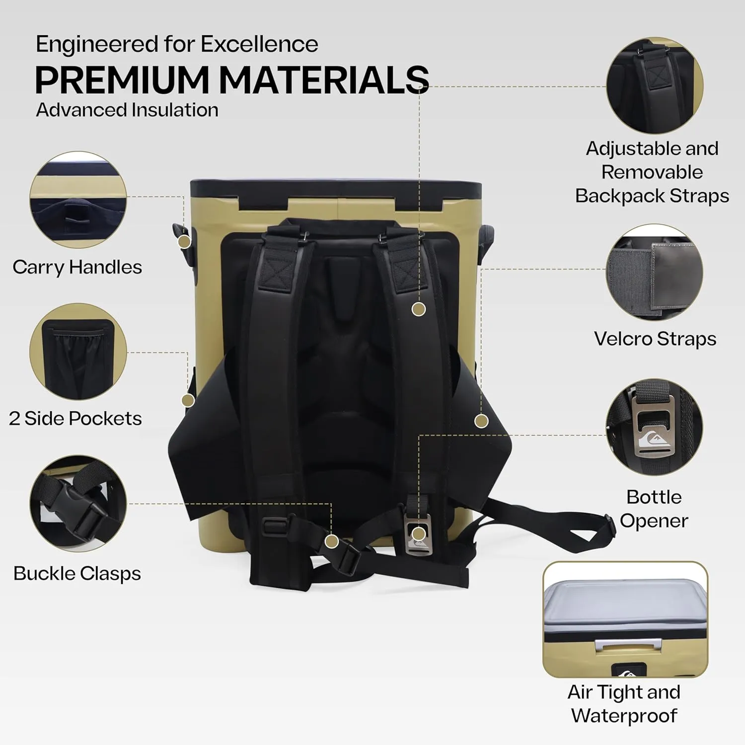 Quiksilver Zipperless Backpack Cooler 30L, Holds 36 Cans, 48 Hour Insulation, Leakproof & Waterproof Design, Heavy Duty TPU, IPX7, Padded Straps, Kangaroo Pockets, Bottle Opener
