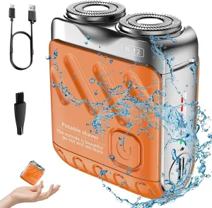 R-12 Luggage Electric Shaver, Beard Shaver Mini and Portable Suitcase Design, Electric Mini Razor Portable Electrics Shavers, USB Rechargeable One-Button Long Lasting for Home Travel (Orange)