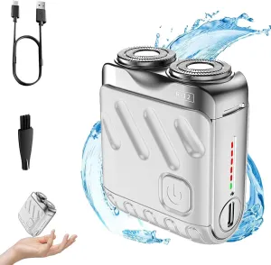 R-12 Luggage Electric Shaver, Beard Shaver Mini and Portable Suitcase Design, Electric Mini Razor Portable Electrics Shavers, USB Rechargeable One-Button Long Lasting for Home Travel (Silver)