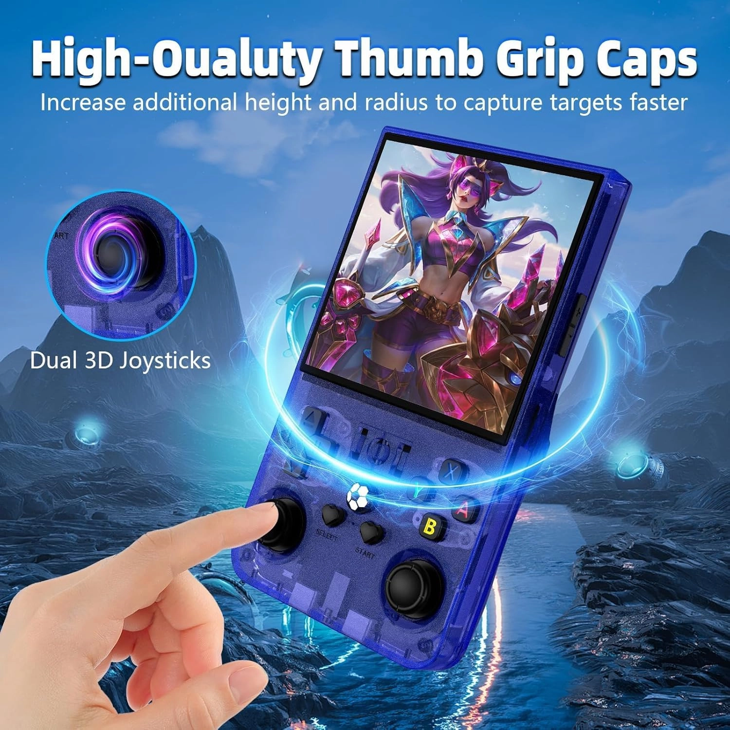 R36MAX Retro Handheld Game Console, 18000  HD Games Mini Retro Video Console, 4.0 Inch IPS Screen, 64GB Memory, Portable Arcade Video Gaming Console Gift for Adults, Blue