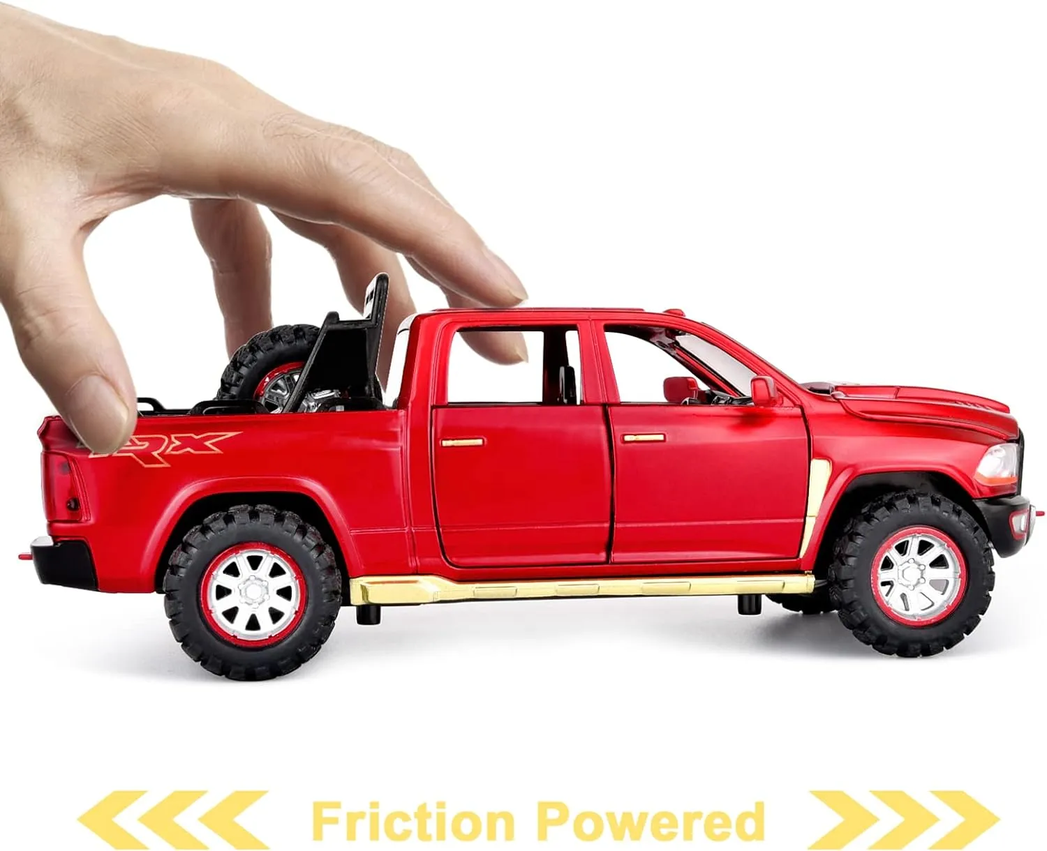 RAM 1500 Pickup Truck Toys for Boy Age 4-7 Diecast Metal Model Trucks Open Door Pull Back Toy Cars with Lights and Sound Gift for Kids 3-8 Years