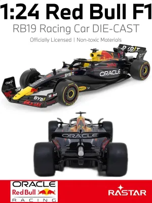 RASTAR 64500 1/24 RedBull F1 Die Cast Metal Toy Car - Officially Licensed RedBull F1 RB19 Die-Cast Model Car for Play and Display - Ideal Gift for Kids - Blue
