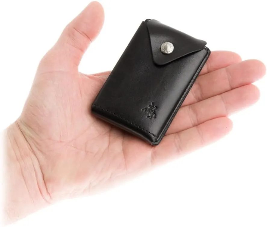 Raw Collection Hiroto Leather Micro Card/Cash Wallet (Black)