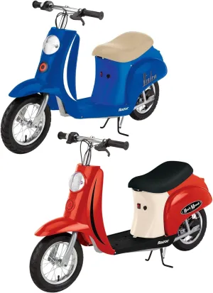 Razor Pocket Mod Miniature Euro 24V 250W Toy Electric Motor Scooter, Red & Blue (2-Pack) - Speeds up to 15 MPH