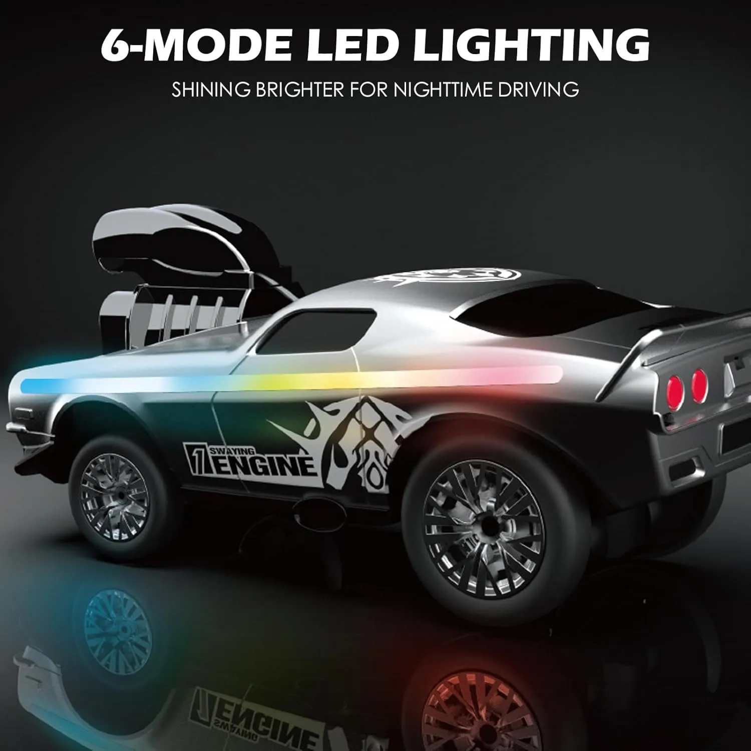 RC Drift Car, 1:16 Remote Control Car, 2.4GHz High Speed RC Racing Drifting Electric Vehicle with Swaying Effect and LED Lights for Kids Boys (Blue)