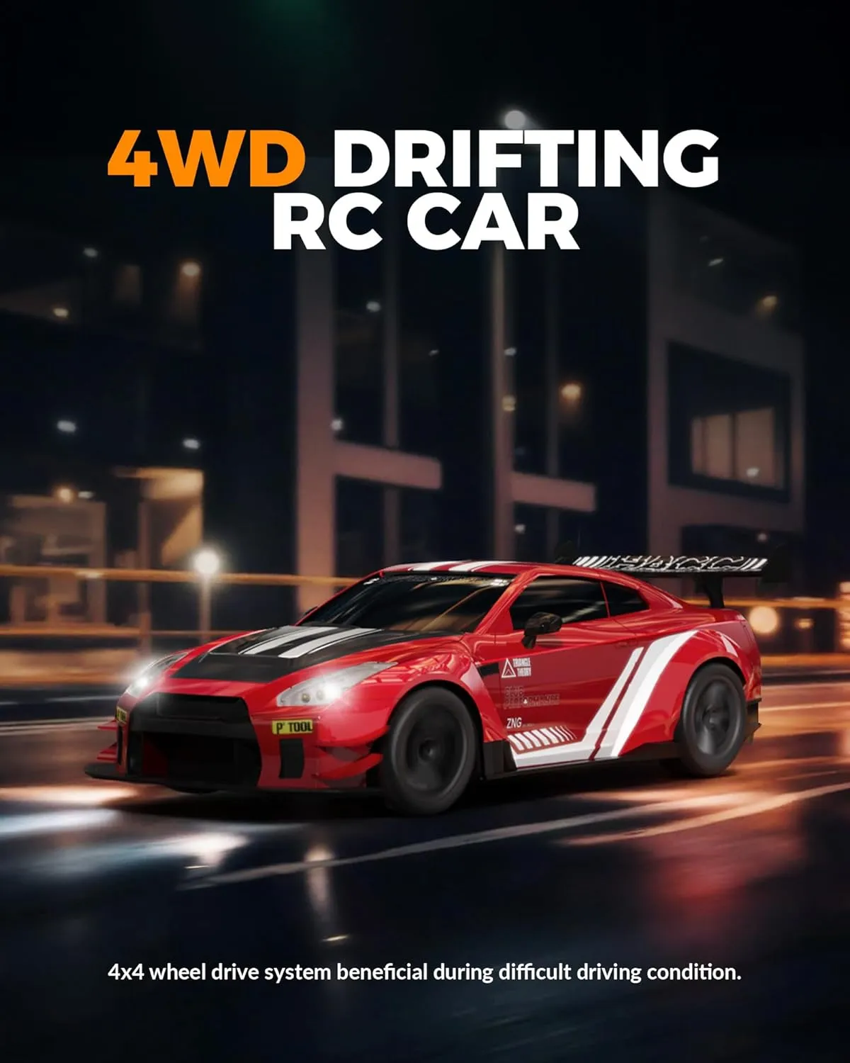 RC Drift Car - 1:20 Mini Drift Cars 2.4GHz Remote Control Car Racing High Speed Drift Car Model with LED Lights for RC Toys Gift (Red)