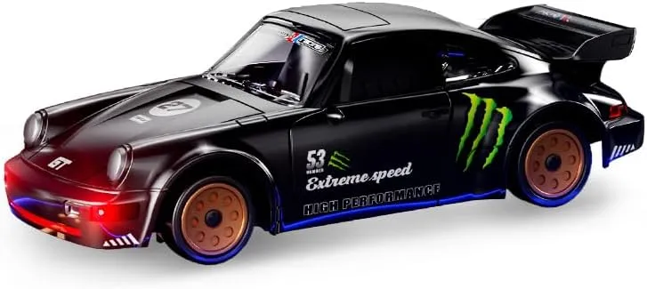 RC Drift Car - 1/43 Mini Rc Drift Cars with Gyroscope,2.4Ghz Full Proportional Alloy Remote Control Car,4WD Hight Speed RC Cars with LED Lights for Rc Toys Gifts (Black)