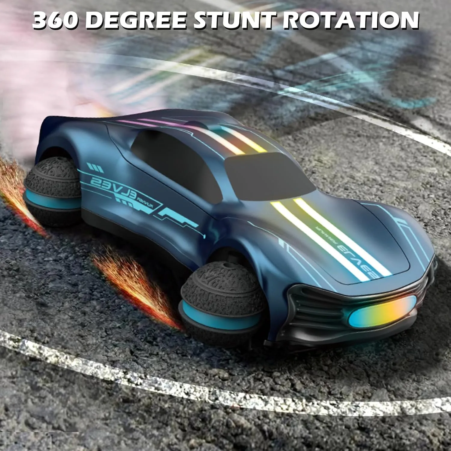 RC Drift Car, 2.4GHz Electric Stunt Car 361°Rotating Toy Car with All Terrain Tires, LED Lights, Christmas Birthday Gifts for Boys Girls