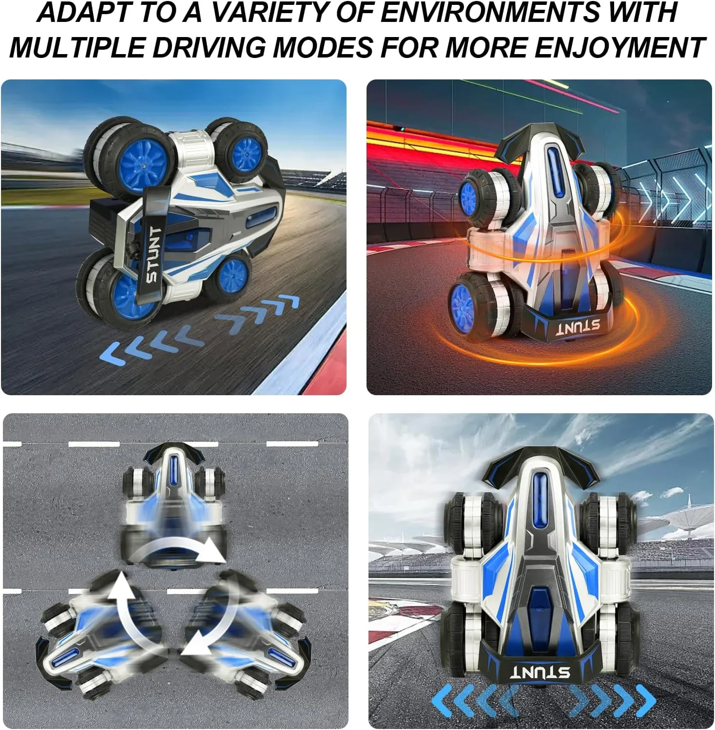 RC Drift Car with 360° Rotating Stunt Vehicle, High-Speed Drift RC Stunt Deformation Car, 2.4GHz 4WD Plasma Cars with Lights & Music, RC car Anti-Gravity Drift & Spin for 6-12 Years Boys
