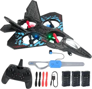 RC Plane Remote Control Airplane Toy 2025 New Remote Control Plane Fighter Jet 2-way Remote Control Methods (Normal Watch), 360° Flip Fighter Jet Toy, Gravity Sensing, Stunt Roll, Gifts for Kids Boys