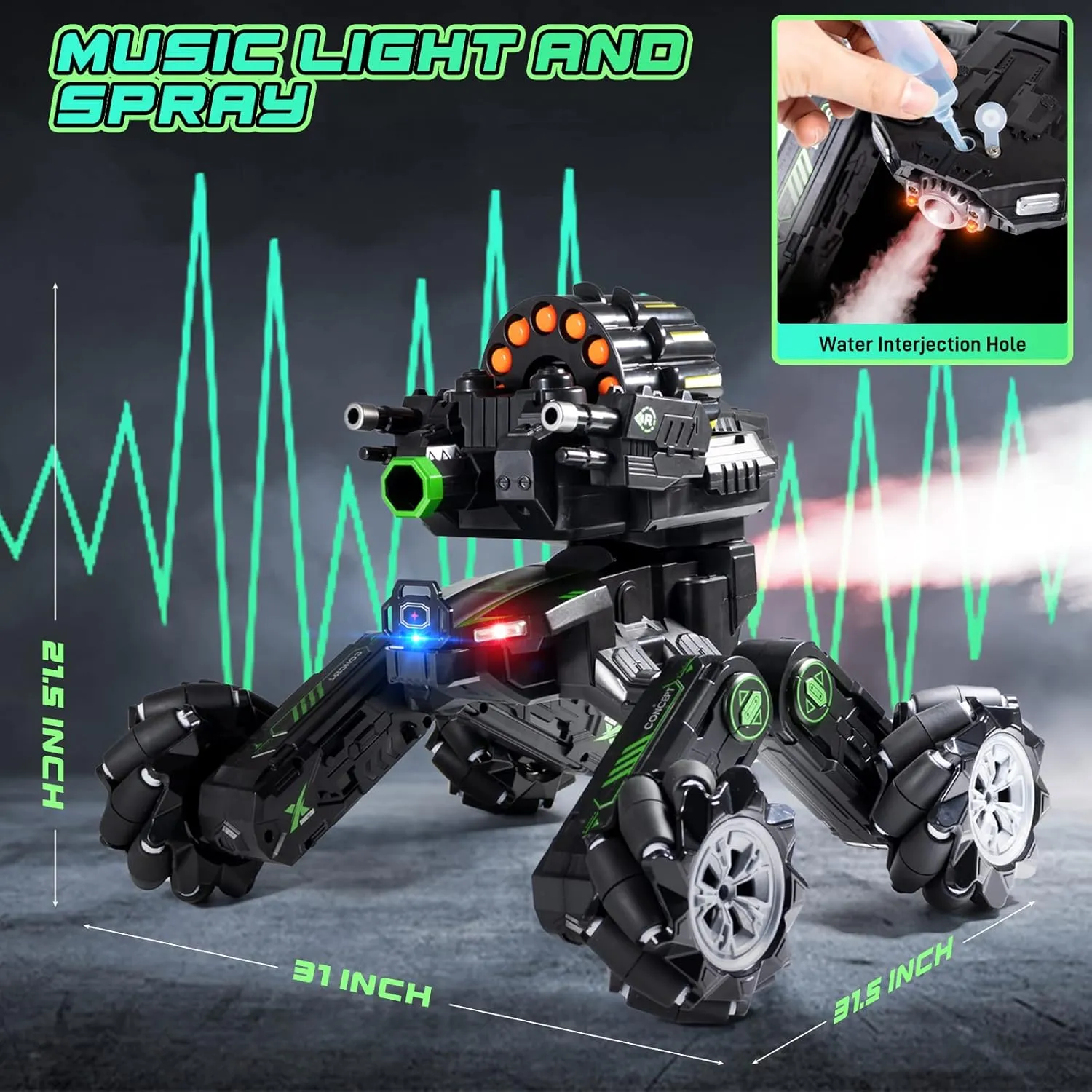 RC Tank Car Shooting Water Bullets Remote Control Tank That Shoots Gesture Stunt RC Car 360° Battle Auto Toys with Light Music, Gift for Boy Girl 8 9 10 11 12 Years Old