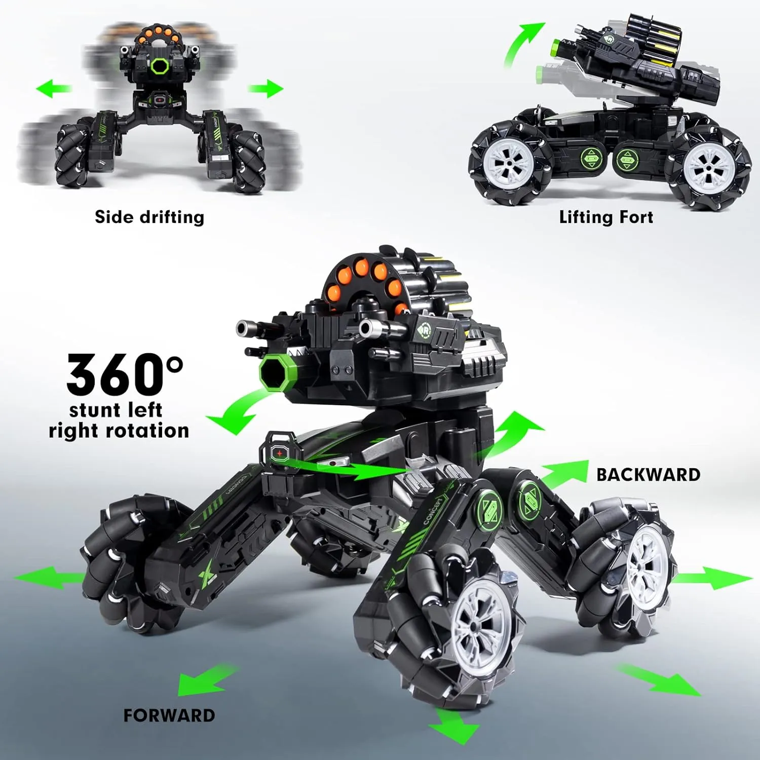 RC Tank Car Shooting Water Bullets Remote Control Tank That Shoots Gesture Stunt RC Car 360° Battle Auto Toys with Light Music, Gift for Boy Girl 8 9 10 11 12 Years Old