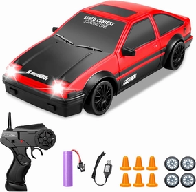 RC Drift Car, Mini RC Drift Car for Adults 1:24 Remote Control High Speed Race Drifting Cars, 2.4GHz 4WD Racing Hobby Toy Car with Headlight for Boys and Girls and Adults (Red)