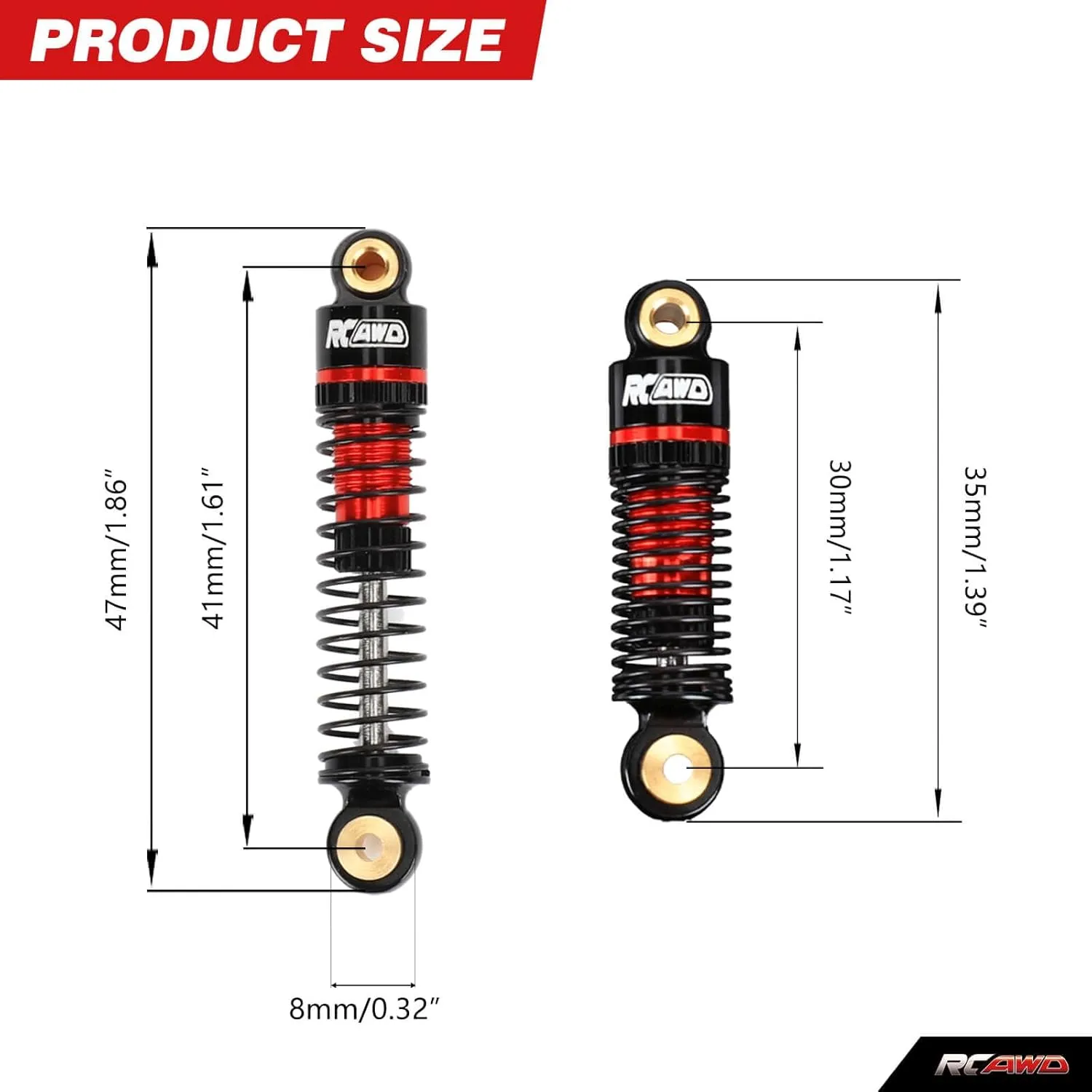 RCAWD Full Aluminum Rc Shocks For CR18P Rock Van CR18P Trail Hunter CR18P Rock Van EVO CR18P EVO HARVEST CR18P EVO Trail Hunter Parts Red