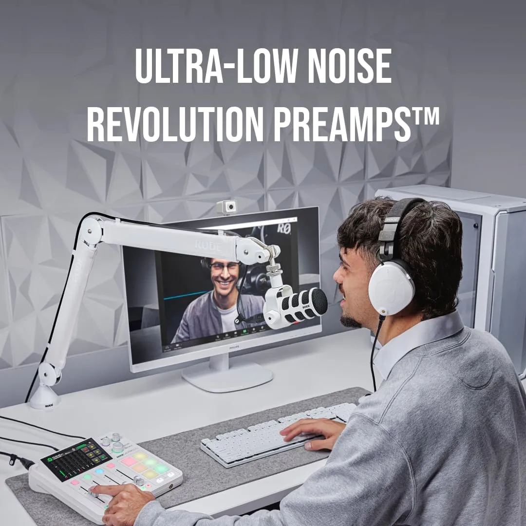 RØDE RØDECaster Duo Compact All-in-One Audio Production Solution for Podcasting, Streaming, Music Production and Content Creation (White)