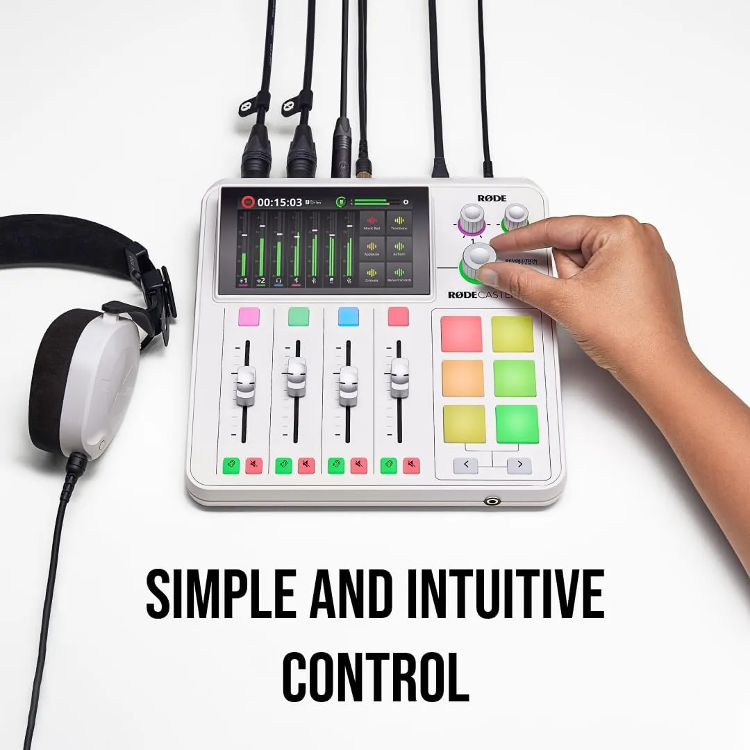 RØDE RØDECaster Duo Compact All-in-One Audio Production Solution for Podcasting, Streaming, Music Production and Content Creation (White)