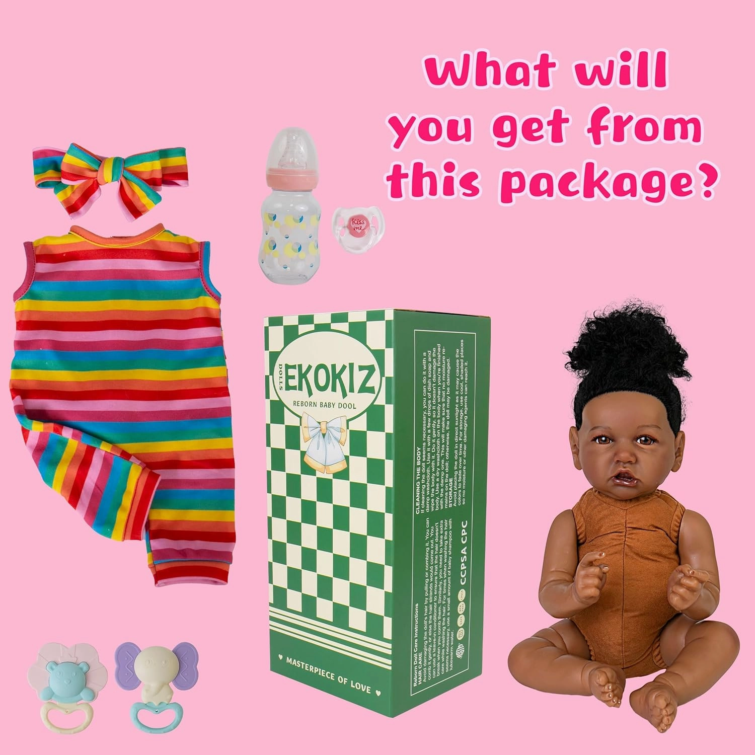 Real Life Baby Dolls 20-Inch Reborn Baby Dolls with Hair Soft Cloth Body Baby African American Realistic Baby Doll That Look Real Fake Baby Doll with Toy for Kids Age 3 