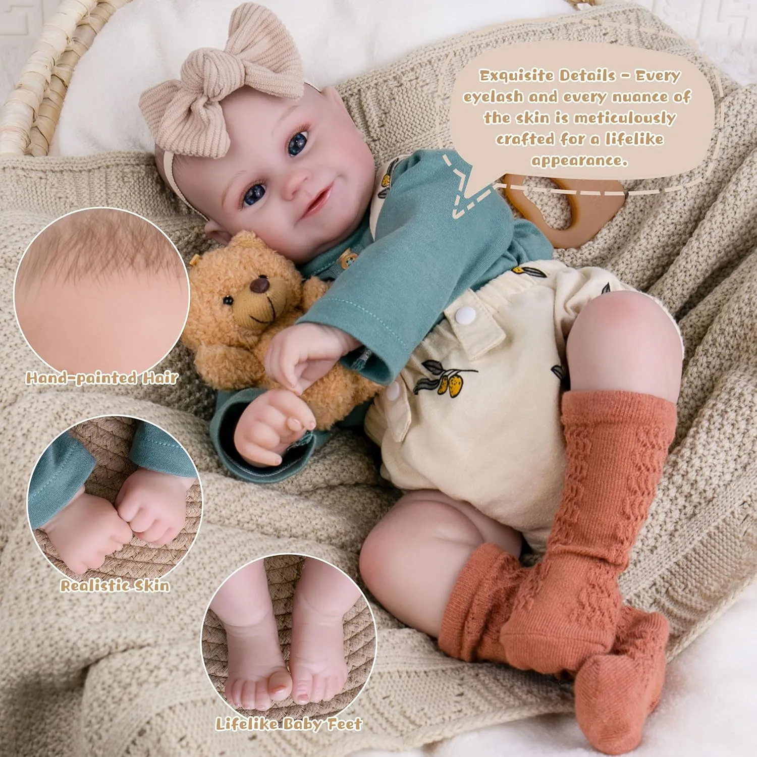Realistic Baby Dolls 20- Inch Baby Dolls That Look Real Reborn Baby Doll Soft Cloth Body Newborn Girl with Realistic Features Gift for Kid’s Birthdays for 3  Years