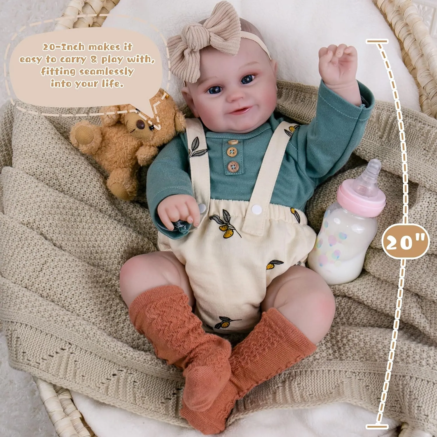 Realistic Baby Dolls 20- Inch Baby Dolls That Look Real Reborn Baby Doll Soft Cloth Body Newborn Girl with Realistic Features Gift for Kid’s Birthdays for 3  Years