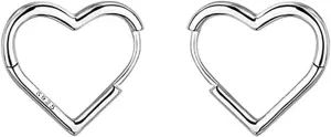 Reffeer Solid 925 Sterling Silver Heart Earrings Hoop Minimalist Sleeper Huggie Earrings For Women Teens