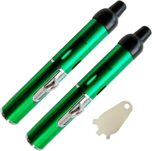 Refillable Portable Lighter, Jet Flame Torch Lighter Fame Kitchen Cooking,Green（2PCS）