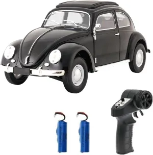 Remote Control Car, 1:16 Scale Classic Beetle Model Toys Car for Kids, 2.4GHz 4CH RC Car Rear Wheel Drive with LED Ligjhts and 2 Rechargeable Batteries, Birthday for Boys Girls