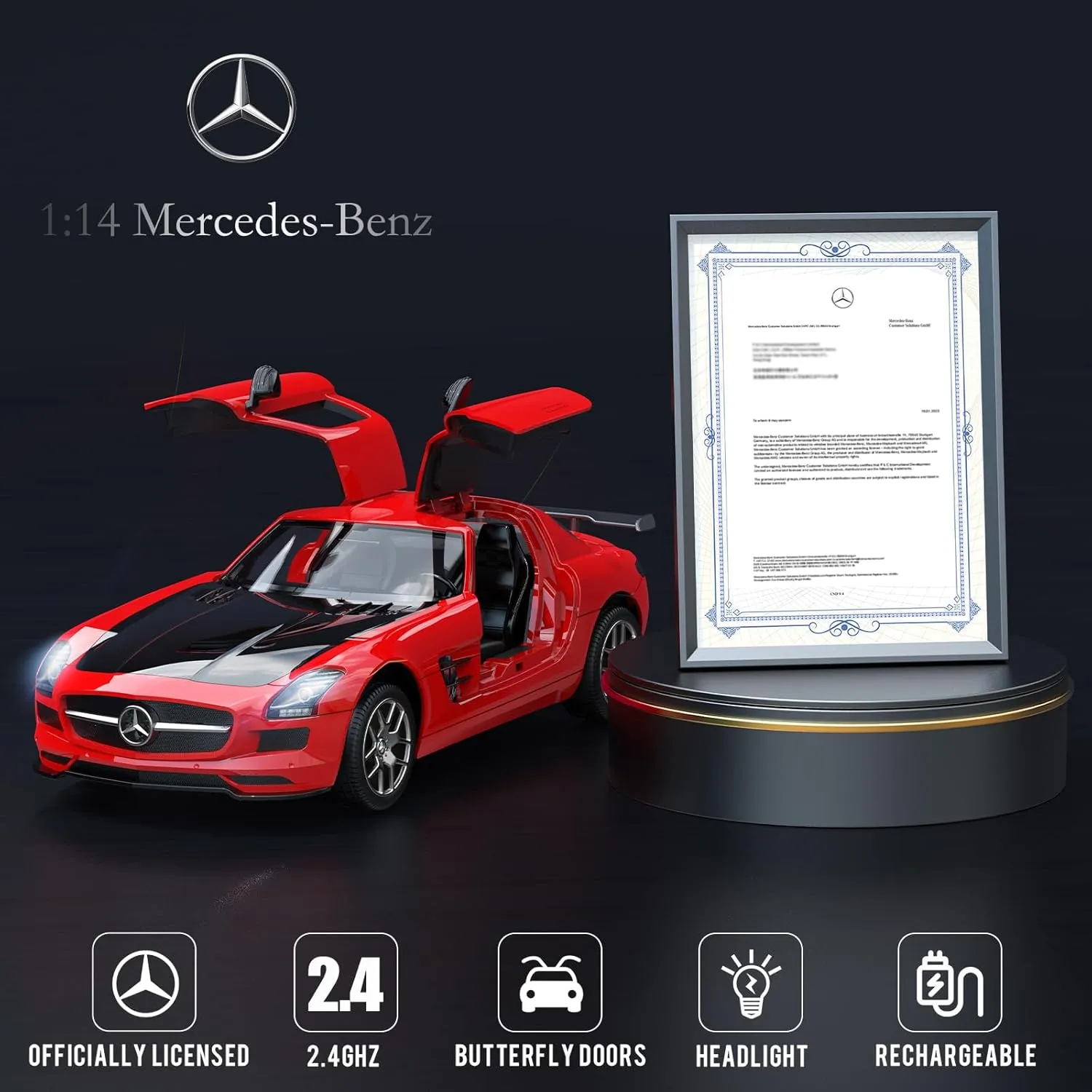 Remote Control Car Officially Licensed Mercedes-Benz AMG GT 1:14 RC Race Car for Boys Girls Birthday Gift (red)