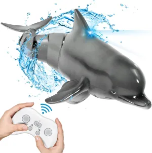 Remote Control Dolphin Shark, Water Pool Toys for Kids Ages 8-12, 2.4G High Simulation Oceanic Dolphins with Light, Swimming Bathroom Toys for 6  Year Old Boys and Girls