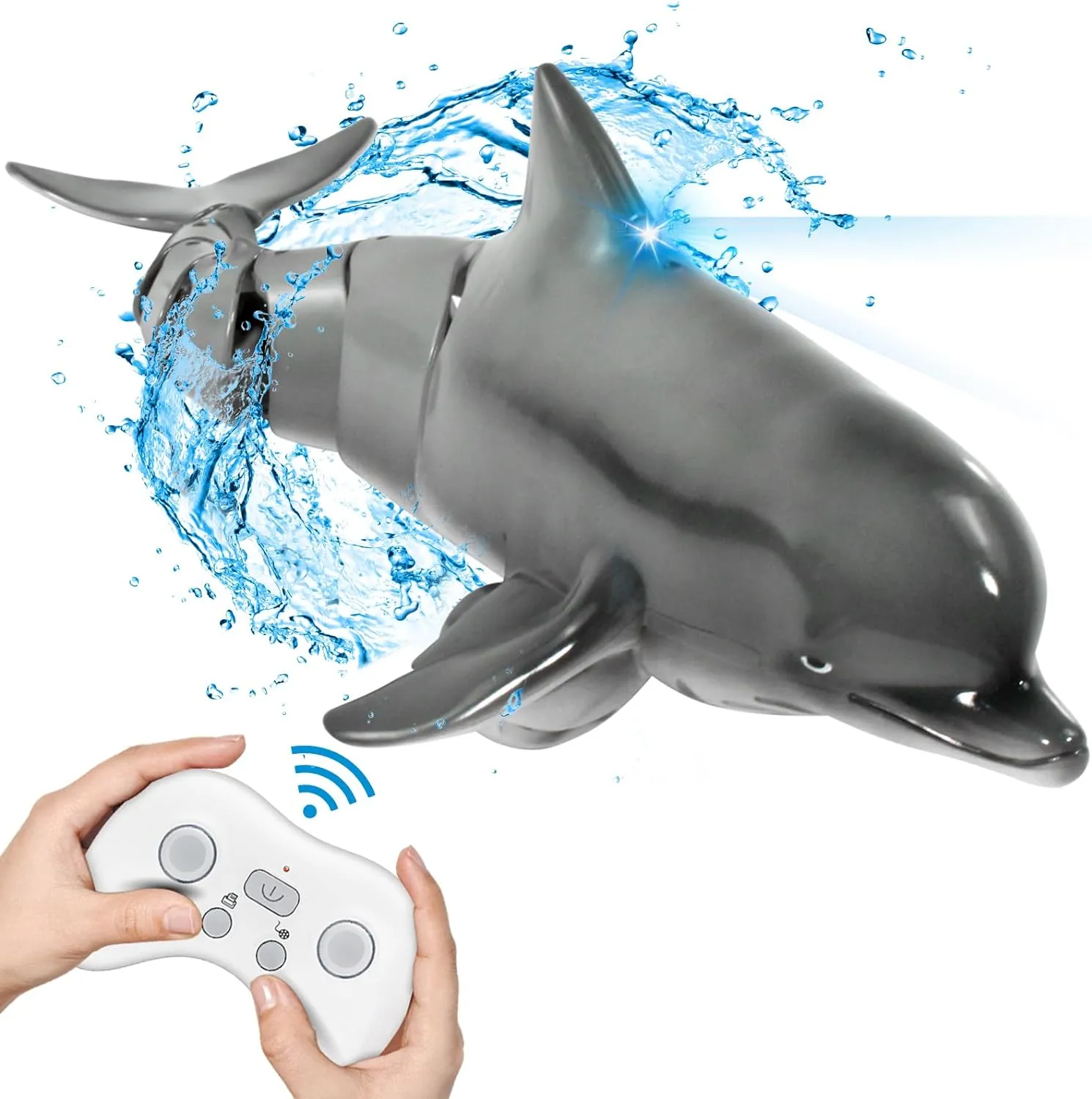Remote Control Dolphin Shark, Water Pool Toys for Kids Ages 8-12, 2.4G High Simulation Oceanic Dolphins with Light, Swimming Bathroom Toys for 6  Year Old Boys and Girls