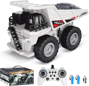Remote Control Dump Truck Toy for Boys 8-12 Construction Vehicle with Metal Bed 11CH Alloy RC Dump Truck for Kids Outdoor Sand Digger, Realistic Construction Toys Gift