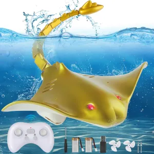 Remote Control Manta Ray Toy, 2.4G High Simulation Devil Ray for Pool, Bathtub or Lake, Swimming RC Boat Toys for Kids 6  Year Old Boys and Girls Christmas Birthday Gifts