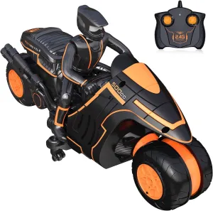 Remote Control Motorcycles, 360° Spinning Action Rotating Drift Stunt Motorbike 2WD High Speed Rc Motorbikes 2.4Ghz Radio Control Motorcyle with Riding Figure Toys for Kids Boys